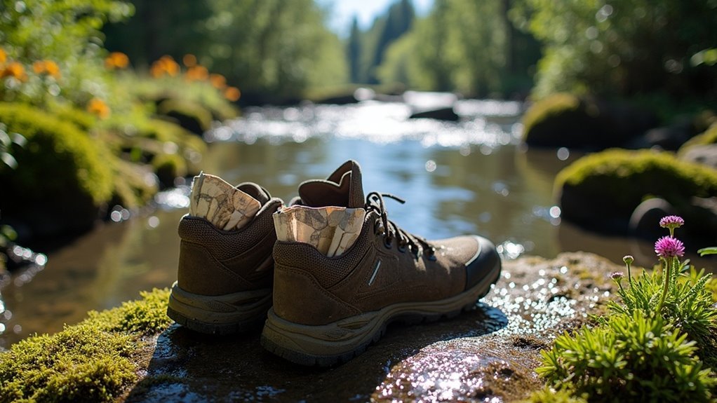 drying wet hiking shoes