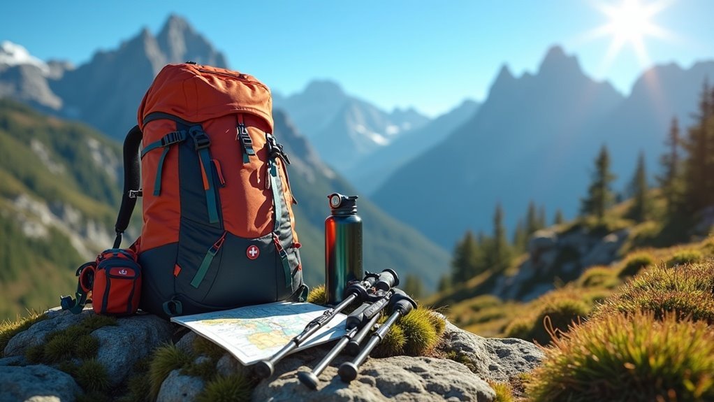 hiking gear and supplies