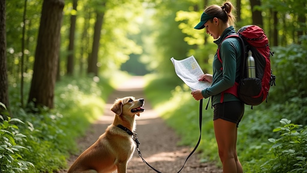 hiking preparation with leash
