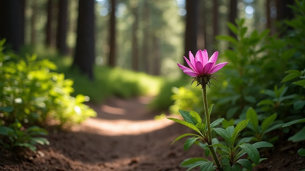pink blazing trail markers